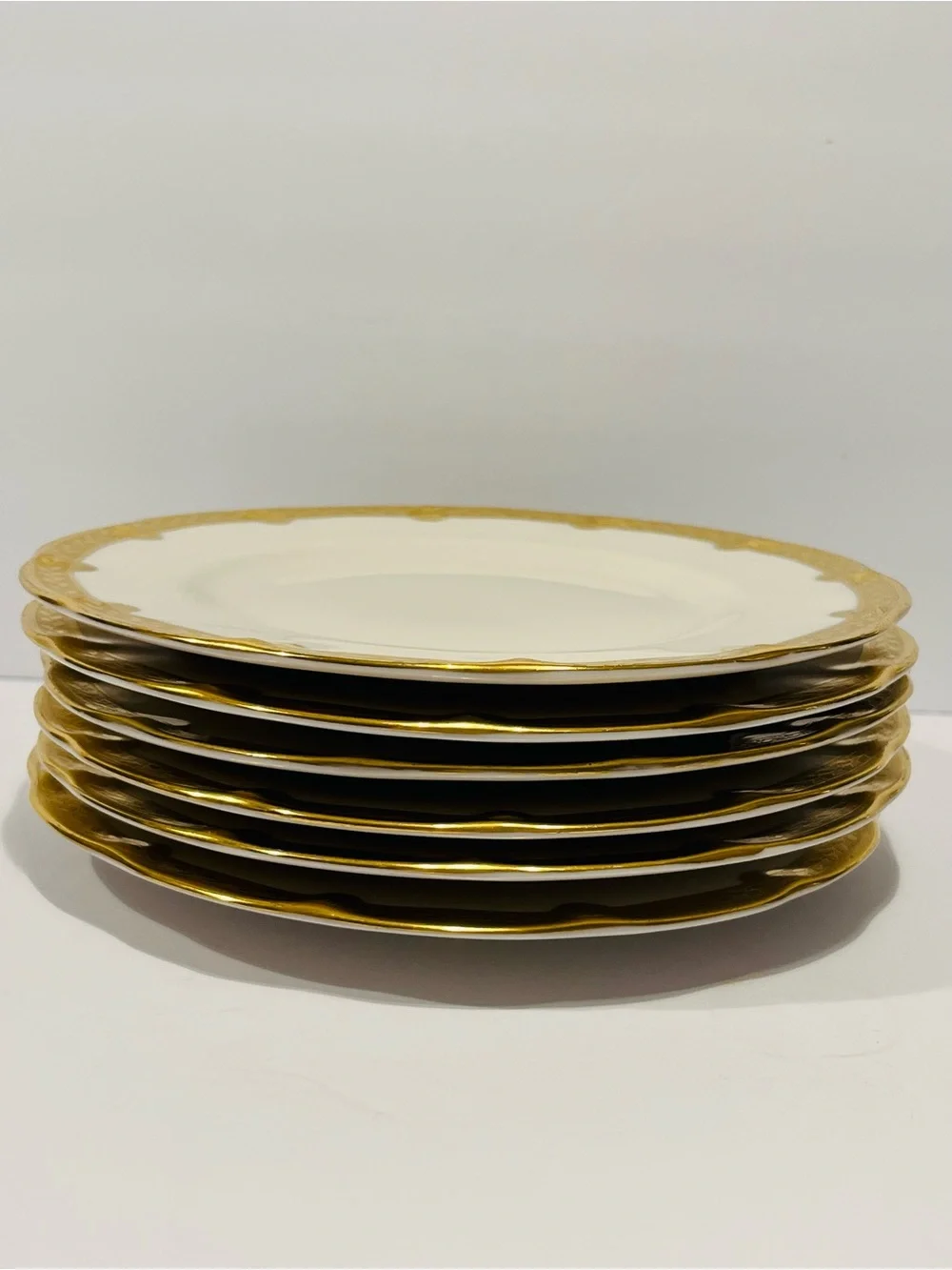 Antique Theodore Haviland New York Made in America Gold Encrusted 6 Salad Plates
